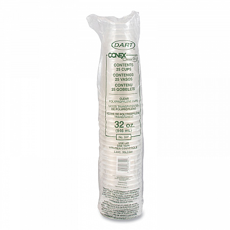 Conex ClearPro Plastic Cold Cups, 32 oz, Clear, 25/Bag, 20 Bags/Carton (32P)