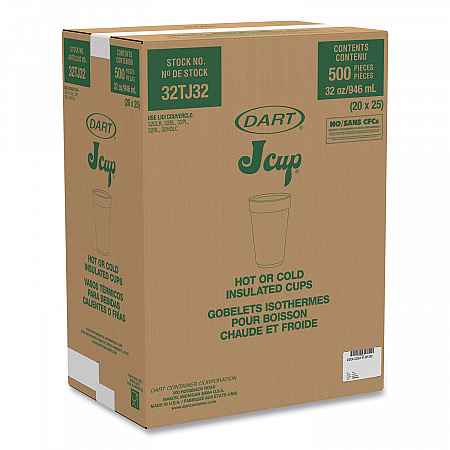 Coca-Cola Foam Cups, 32 oz, White/Red, 25/Bag, 20 Bags/Carton (32TJ32C)
