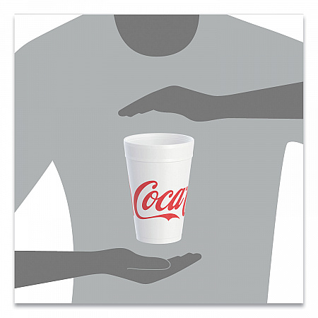 Coca-Cola Foam Cups, 32 oz, White/Red, 25/Bag, 20 Bags/Carton (32TJ32C)
