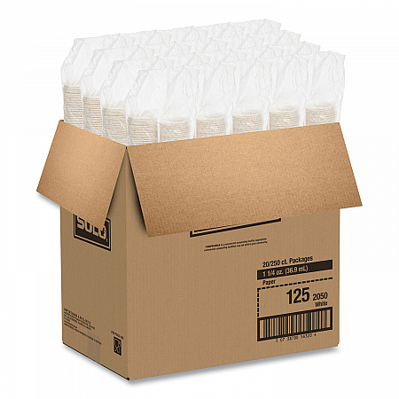 Paper Portion Cups, ProPlanet Seal, 1.25 oz, White, 250/Bag, 20 Bags/Carton (125U)