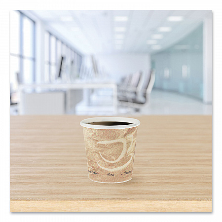Single Sided Poly Paper Hot Cups, 4 oz, Mistique Design, 1,000/Carton (374MS)