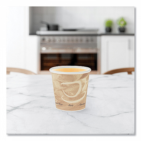 Single Sided Poly Paper Hot Cups, 4 oz, Mistique Design, 1,000/Carton (374MS)