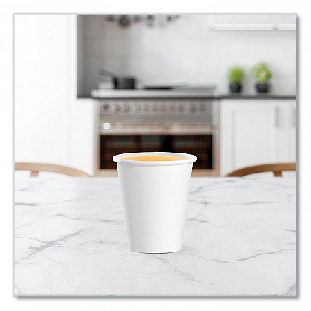 Single-Sided Poly Paper Hot Cups, 6 oz, White, 50/Pack, 20 Packs/Carton (376W)