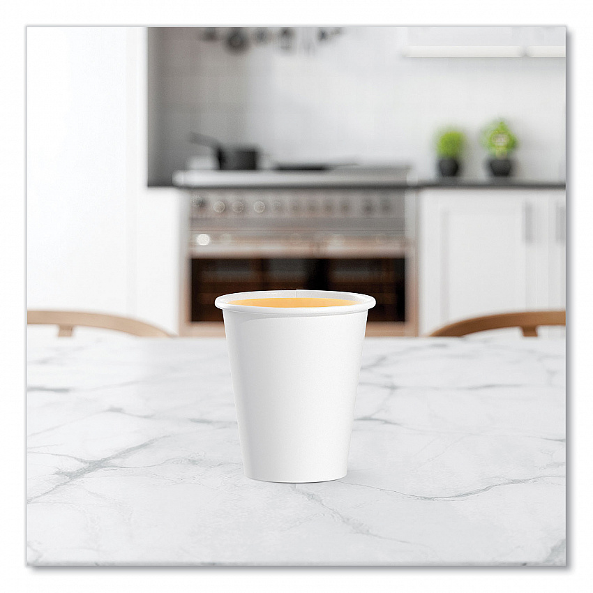 Single-Sided Poly Paper Hot Cups, 6 oz, White, 50/Pack, 20 Packs/Carton (376W)