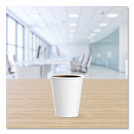 Single-Sided Poly Paper Hot Cups, 6 oz, White, 50/Pack, 20 Packs/Carton (376W)