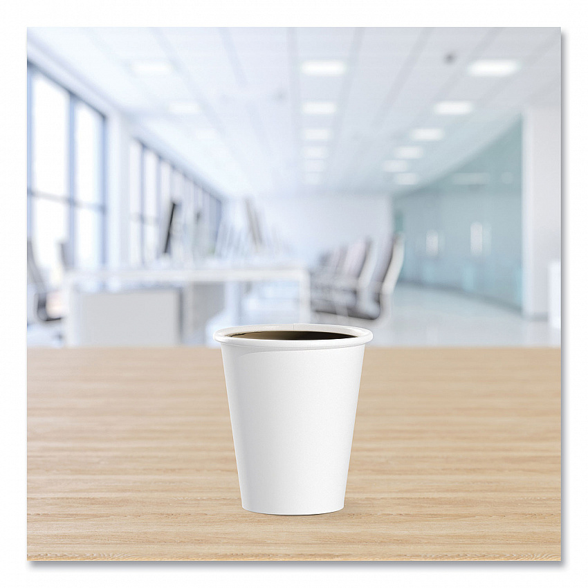 Single-Sided Poly Paper Hot Cups, 6 oz, White, 50/Pack, 20 Packs/Carton (376W)