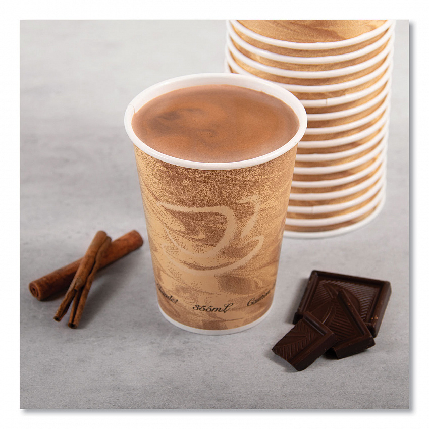 Mistique Polycoated Hot Paper Cups, 12 oz, Brown, 50/Sleeve, 20 Sleeves/Carton (412MSN)