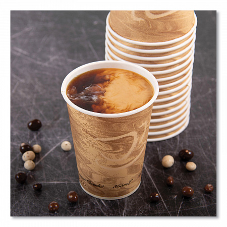 Mistique Polycoated Hot Paper Cups, 12 oz, Brown, 50/Sleeve, 20 Sleeves/Carton (412MSN)
