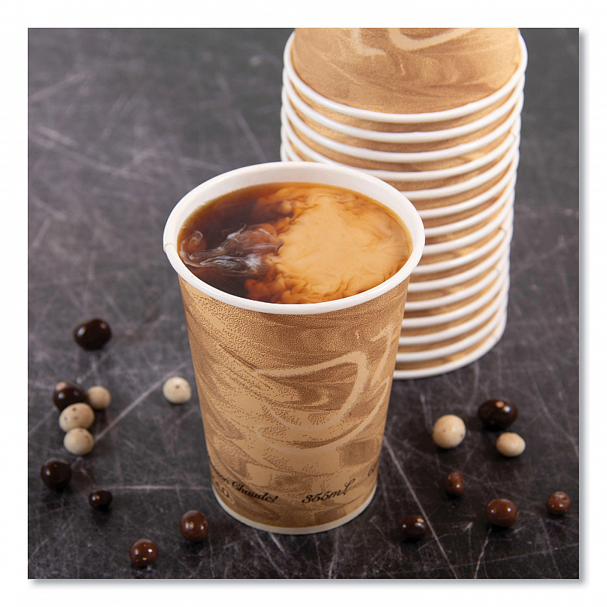 Mistique Polycoated Hot Paper Cups, 12 oz, Brown, 50/Sleeve, 20 Sleeves/Carton (412MSN)