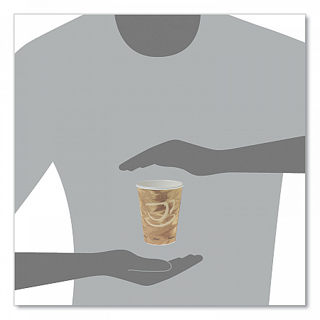 Mistique Polycoated Hot Paper Cups, 12 oz, Brown, 50/Sleeve, 20 Sleeves/Carton (412MSN)