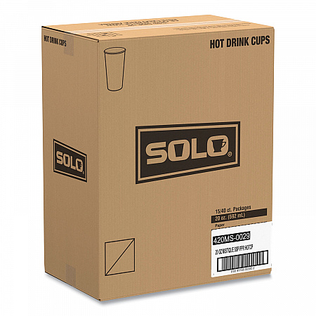Single Sided Poly Paper Hot Cups, 20 oz, Mistique Design, 40/Bag, 15 Bags/Carton (420MS)