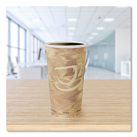 Single Sided Poly Paper Hot Cups, 20 oz, Mistique Design, 40/Bag, 15 Bags/Carton (420MS)
