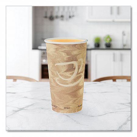 Single Sided Poly Paper Hot Cups, 20 oz, Mistique Design, 40/Bag, 15 Bags/Carton (420MS)