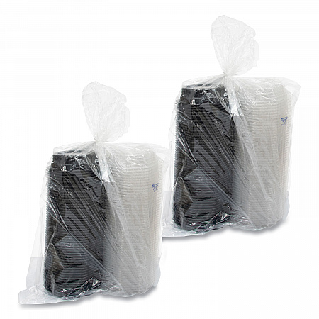 OctaView Hinged-Lid Hot Food Containers, 6.3 x 3.1 x 1.5, Black/Clear, Plastic, 200/Carton (806011PP94)