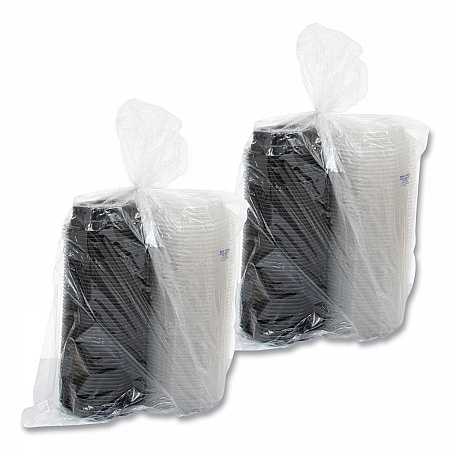 OctaView Hinged-Lid Hot Food Containers, 6.3 x 1.2 x 1.2, Black/Clear, Plastic, 200/Carton (806012PP94)