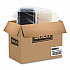 Hinged-Lid Dinner Box, 3 Compartments, 32 oz, 11.5 x 8.1 x 3, Black/Clear, Plastic, 100/Carton (919019PM94)