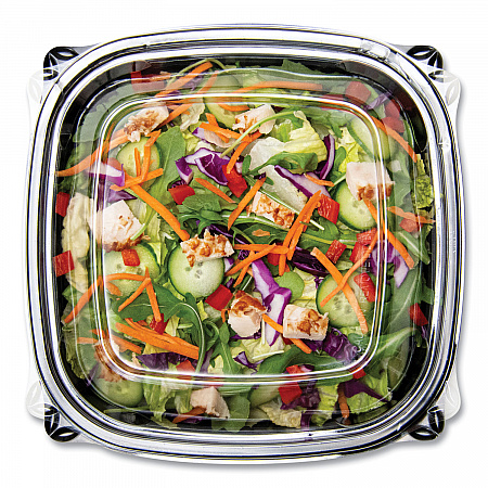 PresentaBowls Pro Black Square Bowls, 64 oz, 8.5 x 8.5 x 3.3, Plastic, 63/Bag, 4 Bags/Carton (B64SB)