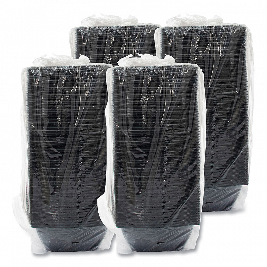 PresentaBowls Pro Black Square Bowls, 64 oz, 8.5 x 8.5 x 3.3, Plastic, 63/Bag, 4 Bags/Carton (B64SB)