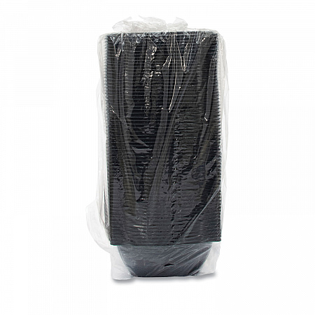 PresentaBowls Pro Black Square Bowls, 64 oz, 8.5 x 8.5 x 3.3, Plastic, 63/Bag, 4 Bags/Carton (B64SB)