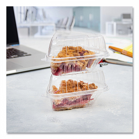 Showtime Clear Hinged Containers, Pie Wedge, 6.67 oz, 6.1 x 5.6 x 3, Clear, Plastic, 125/Pack, 2 Packs/Carton (C54HT1)