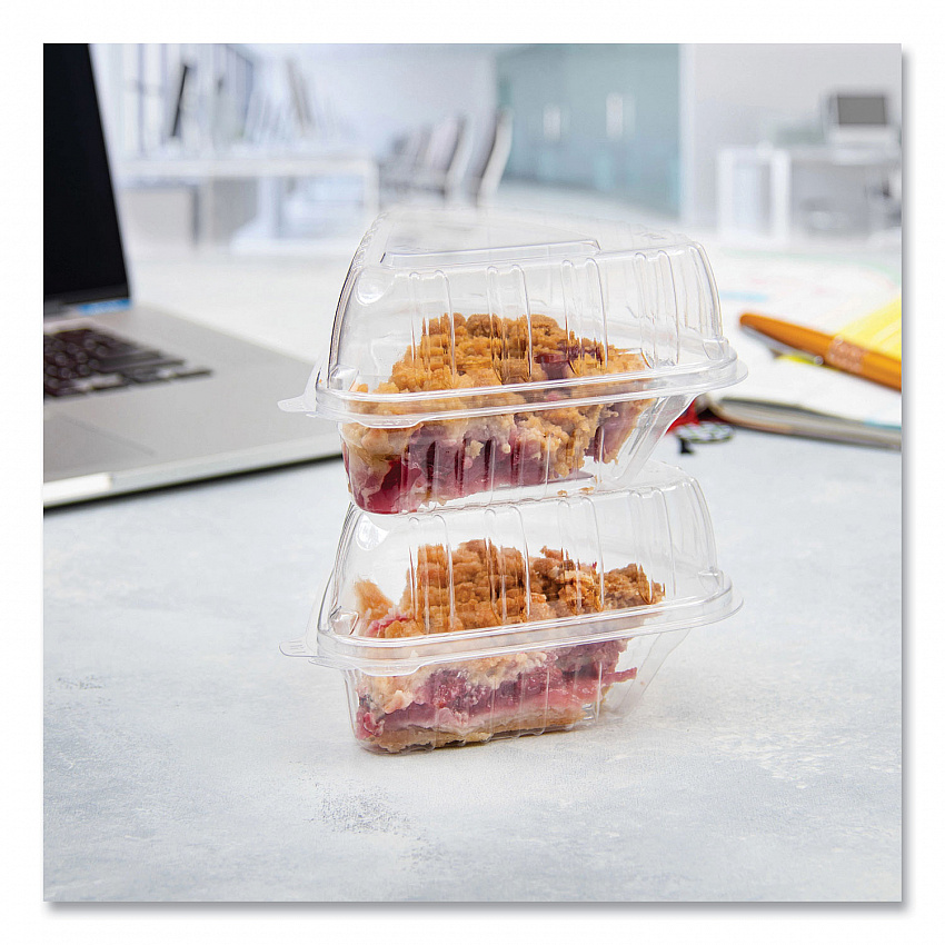 Showtime Clear Hinged Containers, Pie Wedge, 6.67 oz, 6.1 x 5.6 x 3, Clear, Plastic, 125/Pack, 2 Packs/Carton (C54HT1)