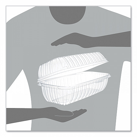 Showtime Clear Hinged Containers, Hoagie Container, 29.9 oz, 5.1 x 9.9 x 3.5, Clear, Plastic, 100/Bag, 2 Bags/Carton (C99HT1)