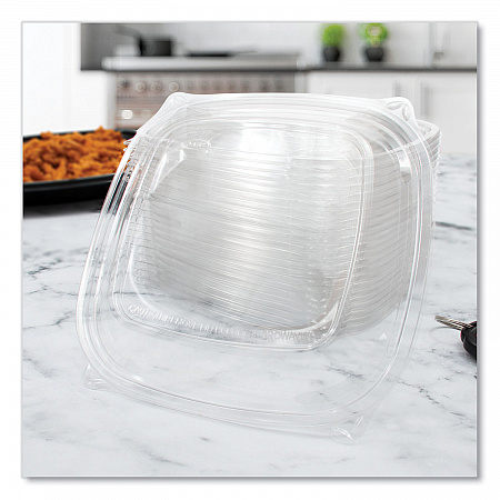 PresentaBowls Pro Clear Square Lids for 24 oz to 32 oz Bowls, 8.5 x 8.5 x 0.5, Clear, Plastic, 63/Bag, 4 Bags/Carton (C2464BDL)