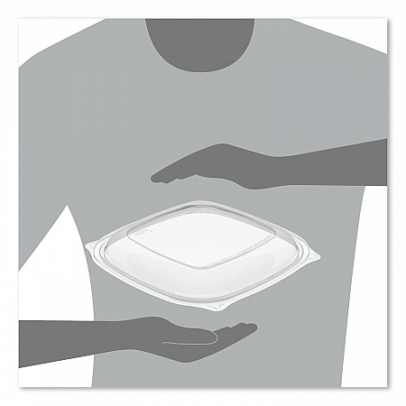 PresentaBowls Pro Clear Square Lids for 24 oz to 32 oz Bowls, 8.5 x 8.5 x 0.5, Clear, Plastic, 63/Bag, 4 Bags/Carton (C2464BDL)