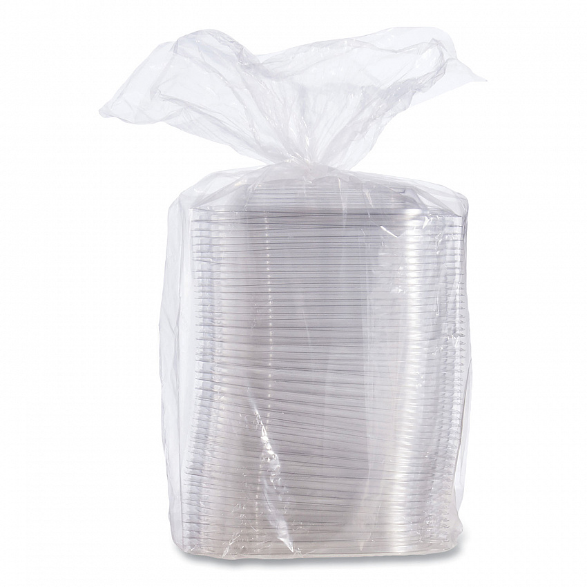 PresentaBowls Pro Clear Square Lids for 24 oz to 32 oz Bowls, 8.5 x 8.5 x 0.5, Clear, Plastic, 63/Bag, 4 Bags/Carton (C2464BDL)
