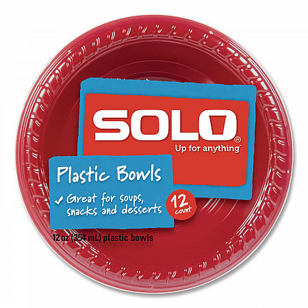 Party Plastic Premium Dinnerware, Bowl, 12 oz, Red, 24/Pack (CB1220202)