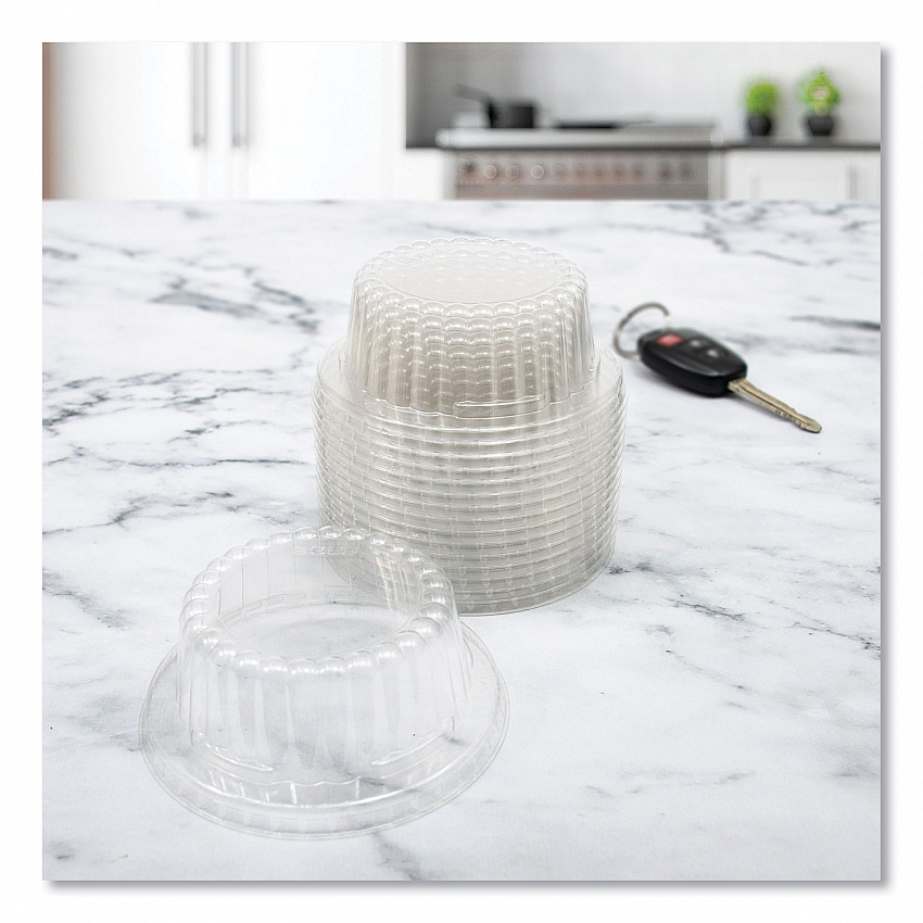 Flat-Top Dome PET Plastic Lids, For 6 oz to 10 oz Containers, 3.96" Diameter x 1.25" h, Clear, 1,000/Carton (DF8)