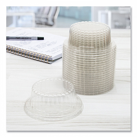 Flat-Top Dome PET Plastic Lids, For 6 oz to 10 oz Containers, 3.96