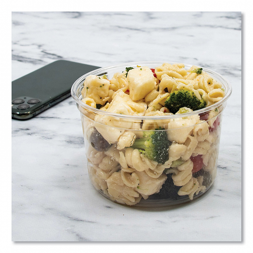 Bare Eco-Forward RPET Deli Containers, ProPlanet Seal, 16 oz, 4.6" Diameter x 3" h, Clear, Plastic, 500/Carton (DM16R)