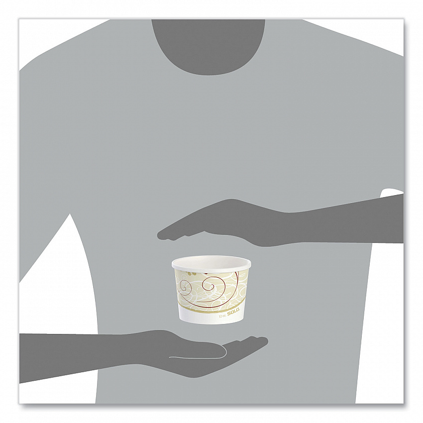 Double Poly Paper Food Containers, 12 oz, 3.6" Diameter x 3.3" h, Symphony Design, 25/Pack, 20 Packs/Carton (HS4125SYM)