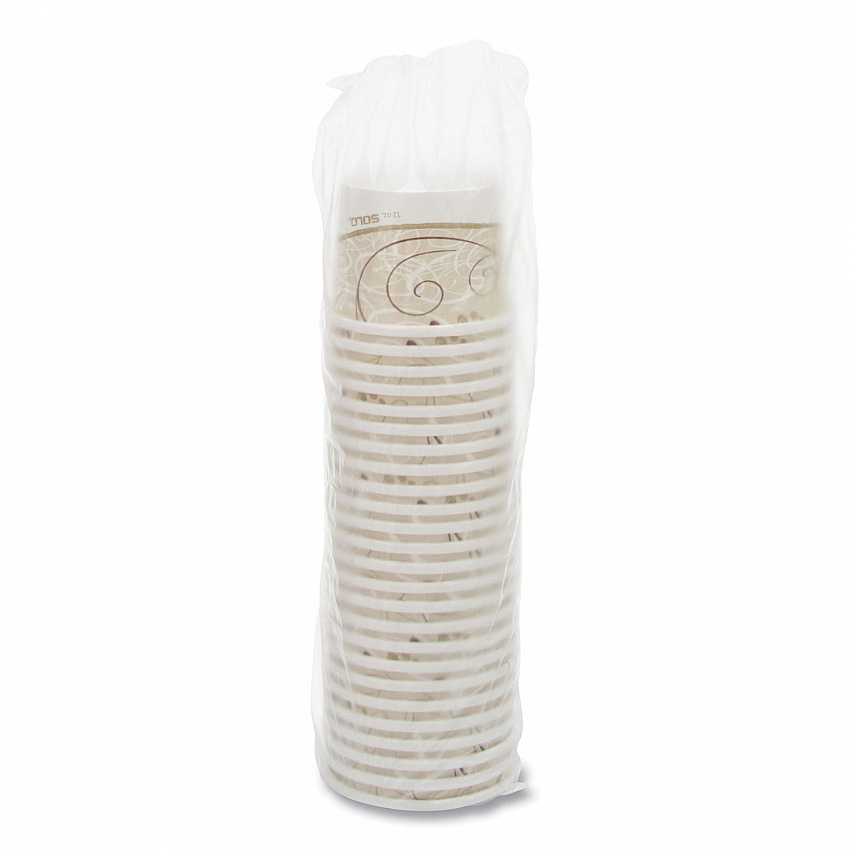 Double Poly Paper Food Containers, 12 oz, 3.6" Diameter x 3.3" h, Symphony Design, 25/Pack, 20 Packs/Carton (HS4125SYM)