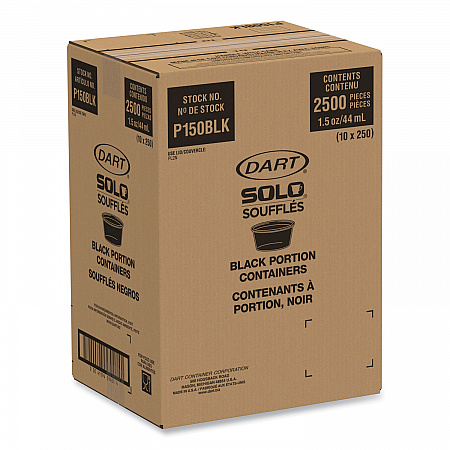 Portion Containers, 1.5 oz, Plastic, Black, 250/Bag, 10 Bags/Carton (P150BLK)
