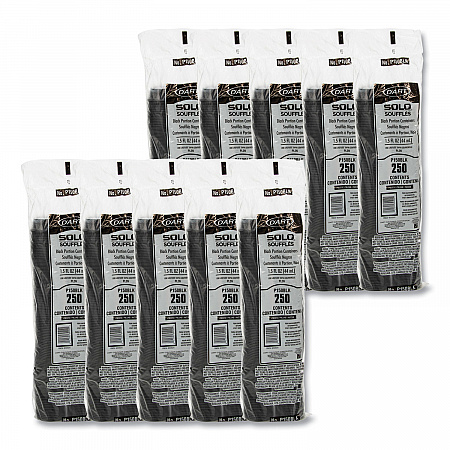 Portion Containers, 1.5 oz, Plastic, Black, 250/Bag, 10 Bags/Carton (P150BLK)