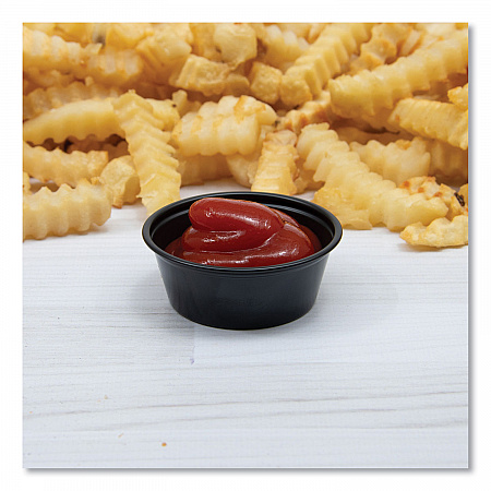 Portion Containers, 1.5 oz, Plastic, Black, 250/Bag, 10 Bags/Carton (P150BLK)