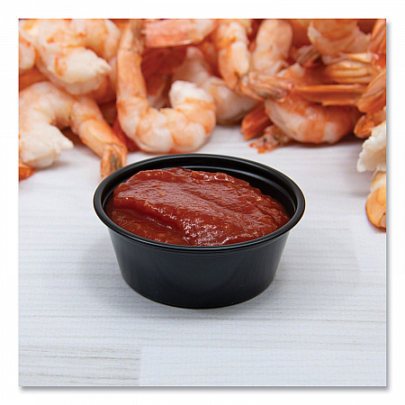 Portion Containers, 1.5 oz, Plastic, Black, 250/Bag, 10 Bags/Carton (P150BLK)