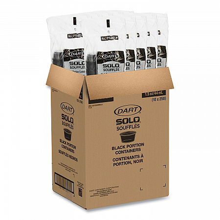 Portion Containers, 1.5 oz, Plastic, Black, 250/Bag, 10 Bags/Carton (P150BLK)