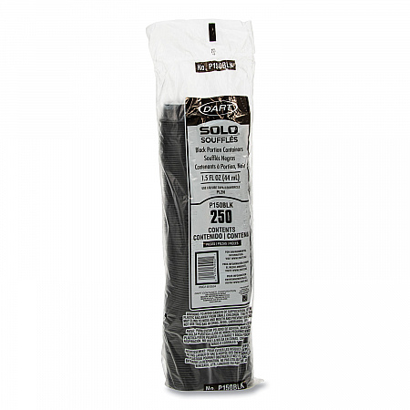 Portion Containers, 1.5 oz, Plastic, Black, 250/Bag, 10 Bags/Carton (P150BLK)
