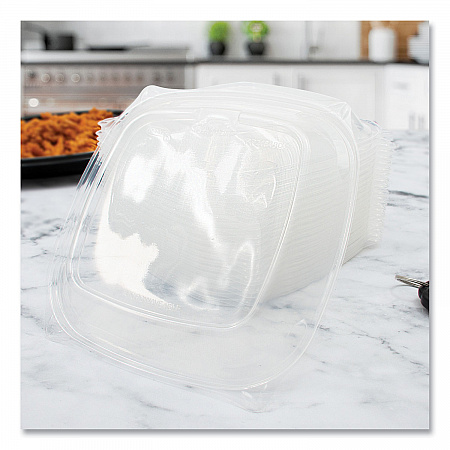 PresentaBowls Pro Clear Square Bowl Lids, Large Vented Square, 8.5 x 8.5 x 1, Clear, Plastic, 63/Bag, 4 Bags/Carton (PP2464BDL)