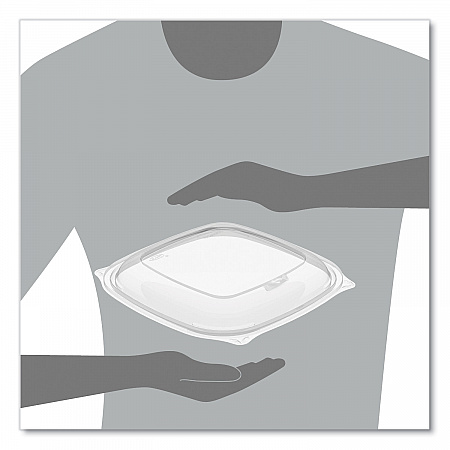 PresentaBowls Pro Clear Square Bowl Lids, Large Vented Square, 8.5 x 8.5 x 1, Clear, Plastic, 63/Bag, 4 Bags/Carton (PP2464BDL)