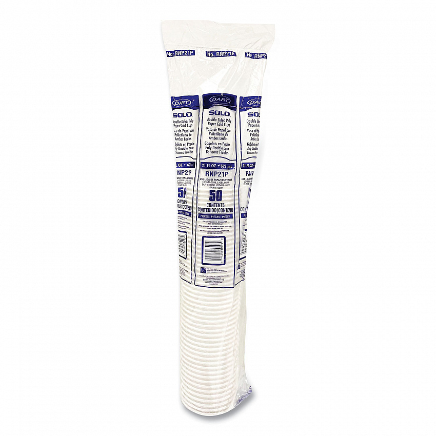 Double-Sided Poly (DSP) Paper Cold Cups, 21 oz, White, 1,000/Carton (RNP21P2050)