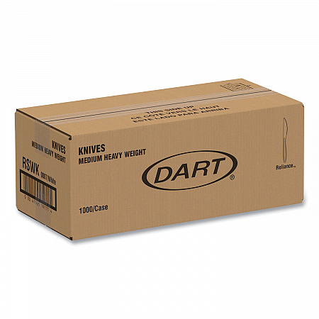 Reliance Mediumweight Cutlery, Standard Size, Knife, Plastic, White, 1,000/Carton (RSWK)
