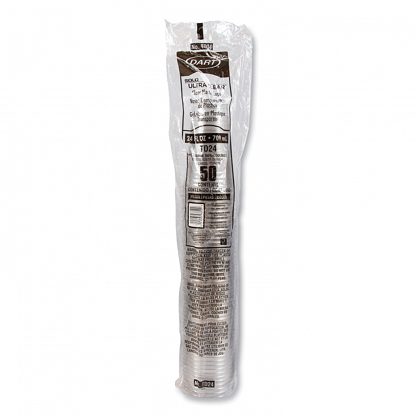 Ultra Clear PETE Cold Cups, 24 oz, Plastic, Clear, 50/Sleeve, 12 Sleeves/Carton (TD24)