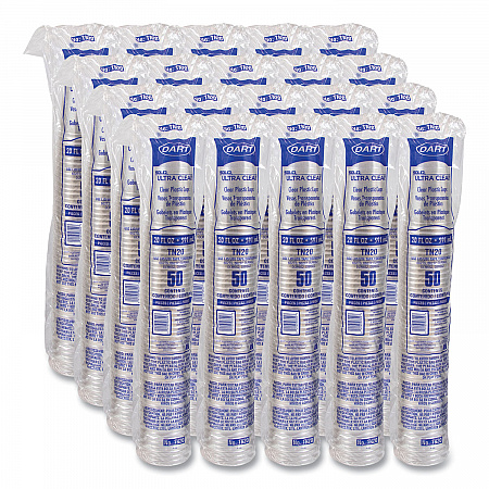 Ultra Clear PETE Cold Cups, 20 oz, Plastic, Clear, 50/Sleeve, 20 Sleeves/Carton (TN20)