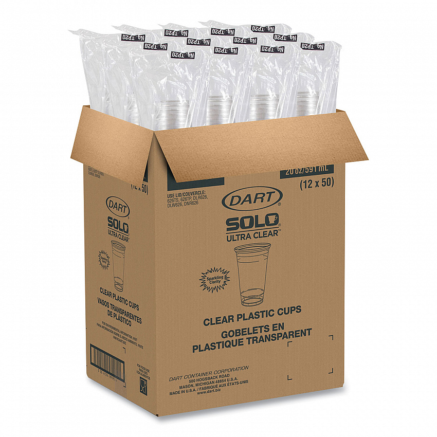 Ultra Clear Cups, 20 oz, Plastic, 50/Bag, 12 Bags/Carton (TP20)