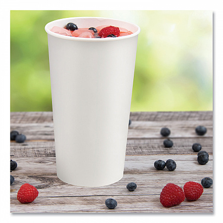 Double Sided Poly (DSP) Paper Cold Cups, 44 oz, White, 500/Carton (TPH445P2050)
