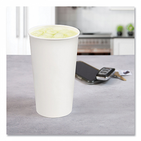 Double Sided Poly (DSP) Paper Cold Cups, 44 oz, White, 500/Carton (TPH445P2050)